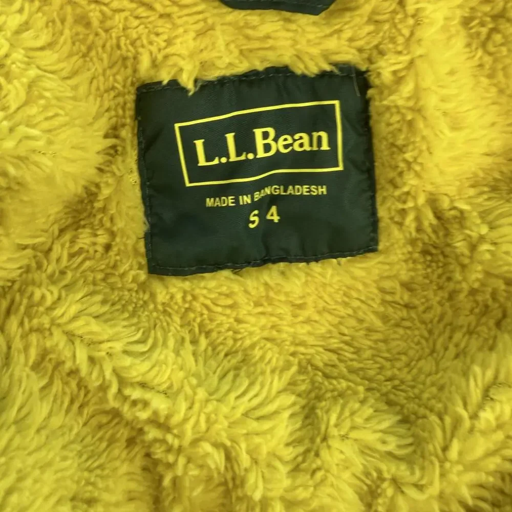 L.L.Bean Jacket Kids 5 Green Hooded Down Puffer Sherpa Lined Snow Winter